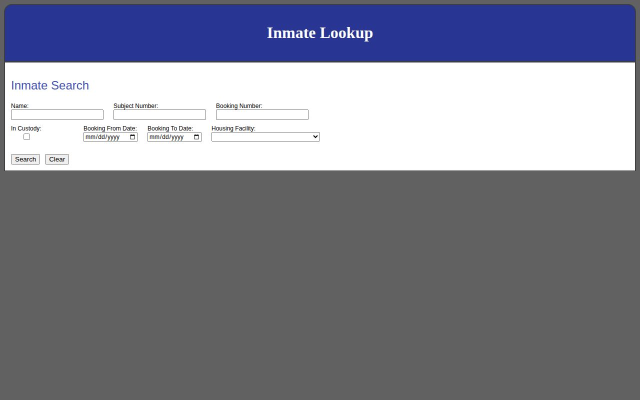 Chesapeake Correctional Center official inmate roster search form