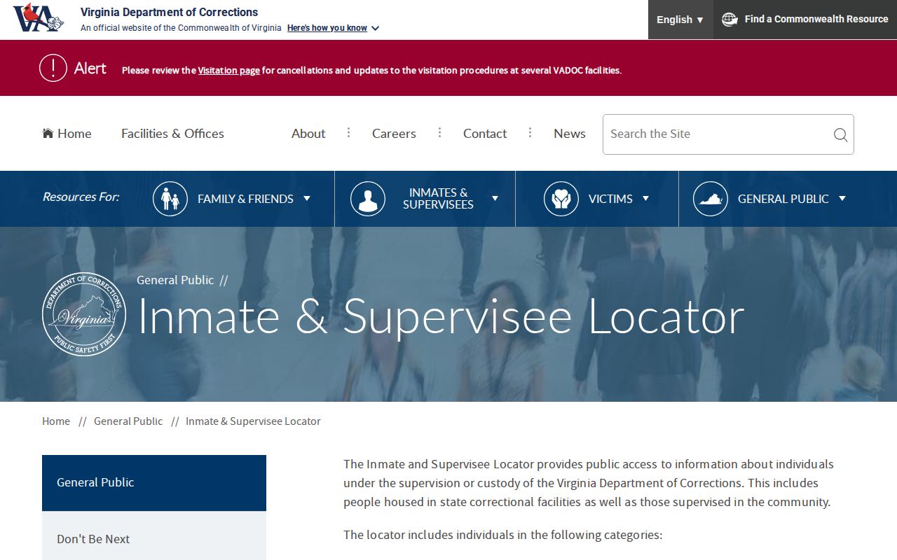 Virginia Department of Corrections Chesapeake custody record locator