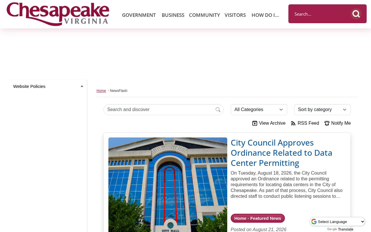 Chesapeake official City News Flash arrest-record source